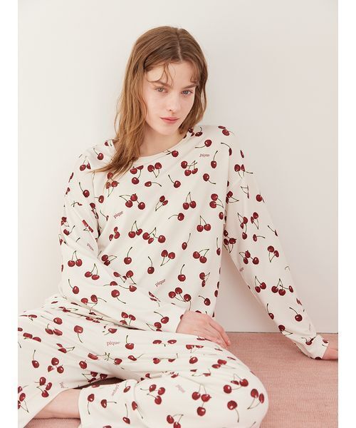 チェリー柄ロンT（ルームウェア/パジャマ）｜gelato pique（ジェラート