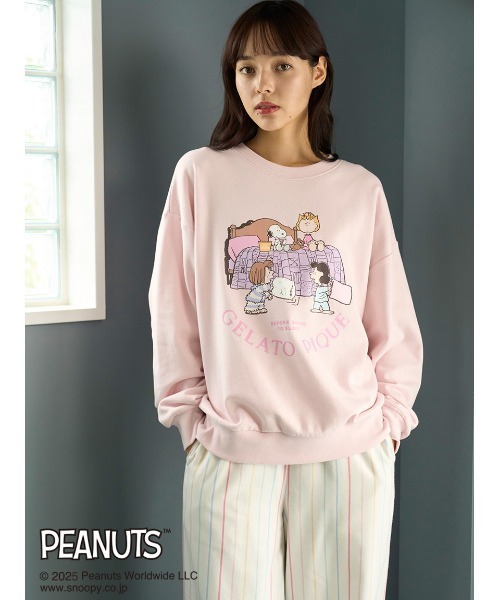 セール】【PEANUTS】オリジナルアート ワンポイント裏毛プルオーバー