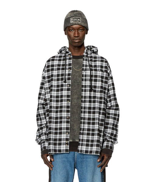 DIESEL（ディーゼル）の「メンズ シャツ チェック柄 フーディー