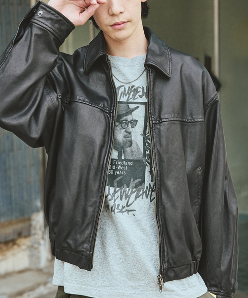 セール】シープ レザー ウォッシュド ジップ ブルゾン（ライダース