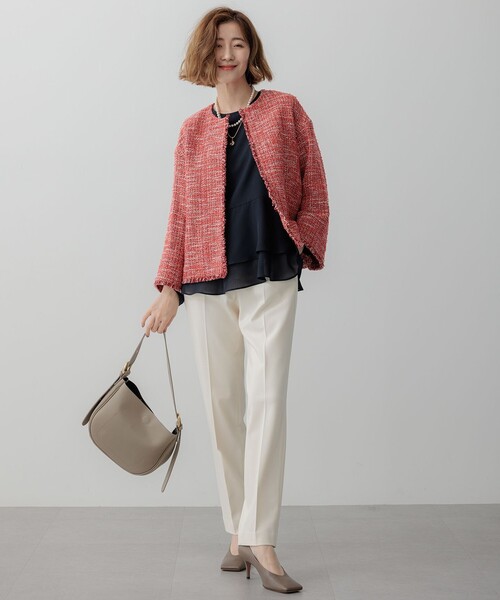 GIOLICA ノーカラー ツイード ジャケット（ノーカラージャケット）｜23