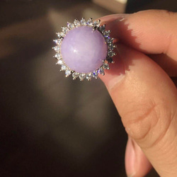 贅沢大玉】天然 ミャンマー産 ラベンダー 翡翠 リング7/25$ 指輪