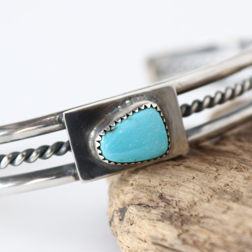 ターコイズ シルバー925 バングル ナバホスタイル □送料無料
