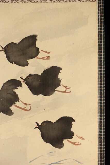 佐野光穂 波千鳥図 絹本掛軸 Z345｜骨董店 のびる 古美術 骨董 和風