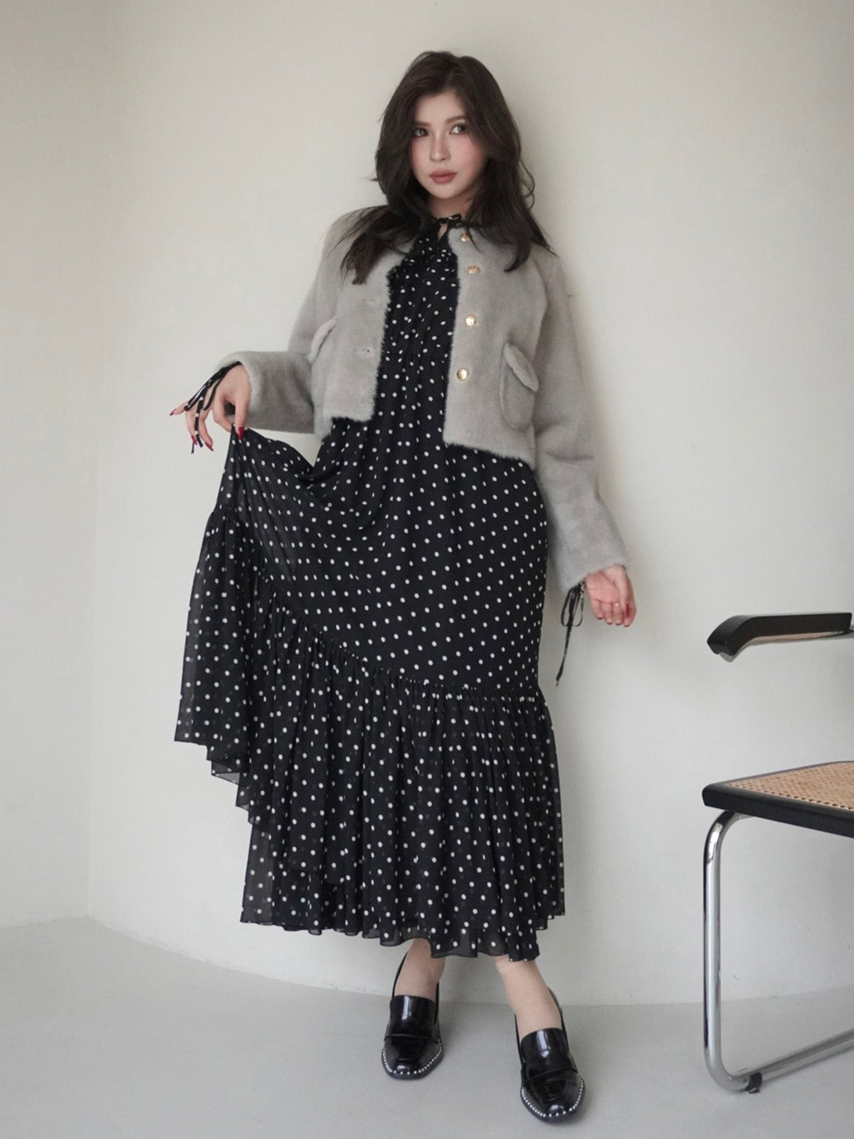 ドットギャザーフリルワンピース