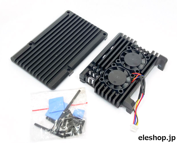 Raspberry Pi 5用 デュアルファン付 アルミニウム合金冷却ケース
