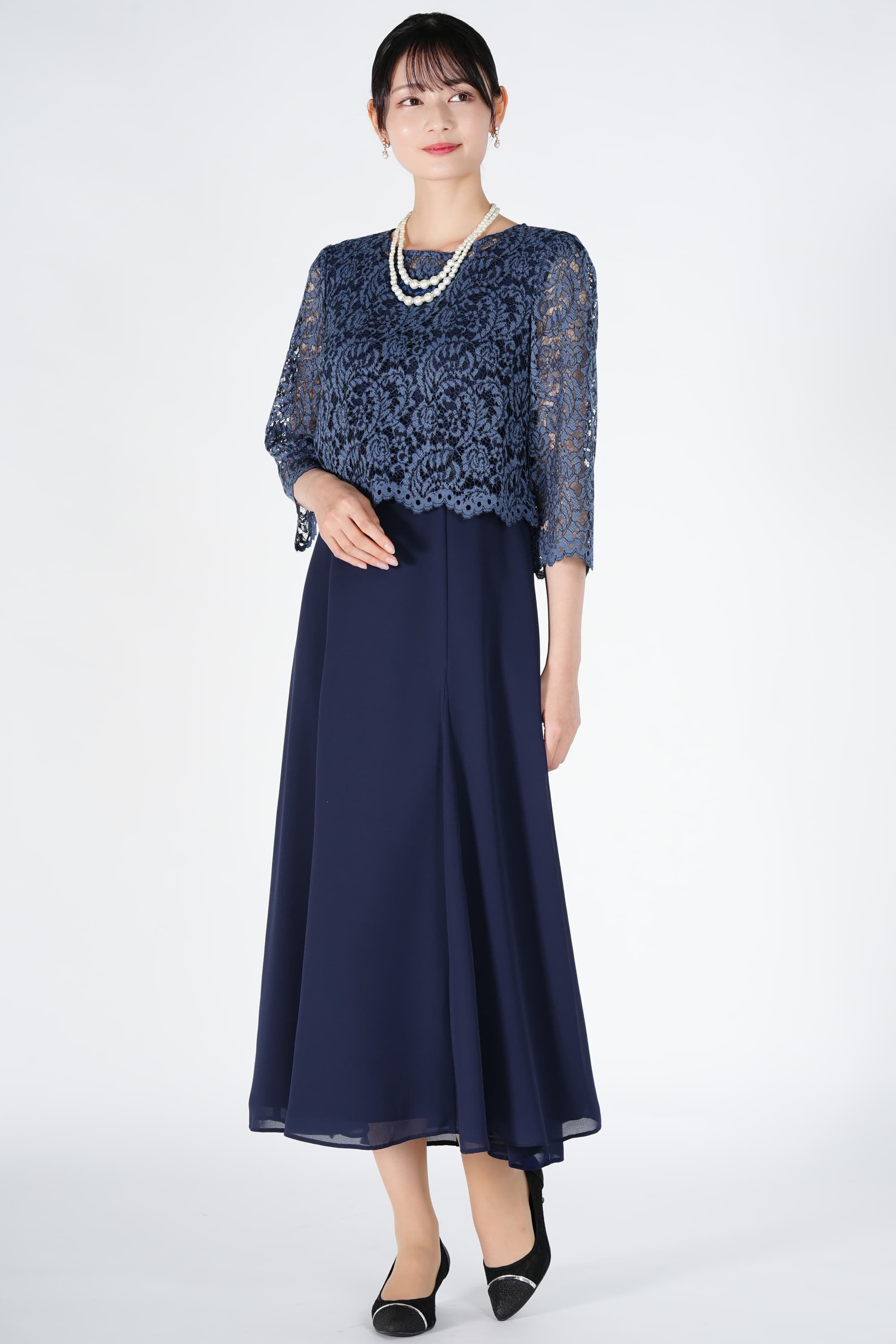 Apploberry 東京ソワール レースブラウス付きブルードレス (M〜L) を