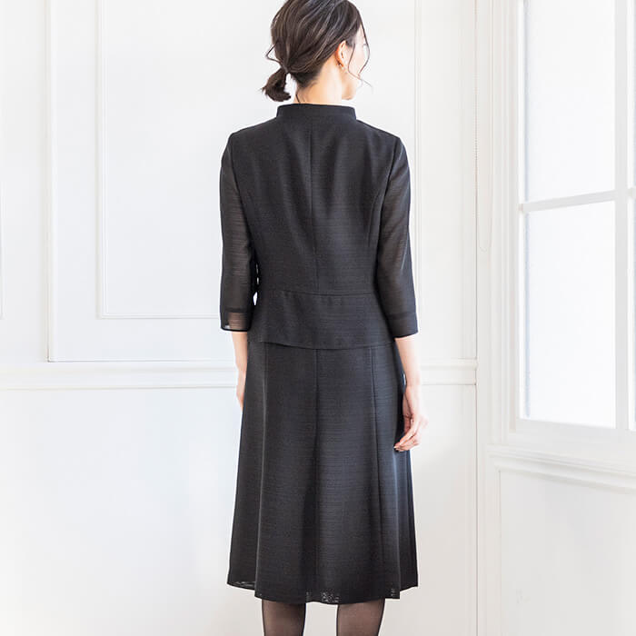 洗える｜絽素材の夏ワンピース 15号・ブラック｜東京ソワール