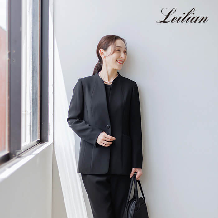 レリアン×東京ソワール／ブラウス付きパンツスーツ 11号・ブラック