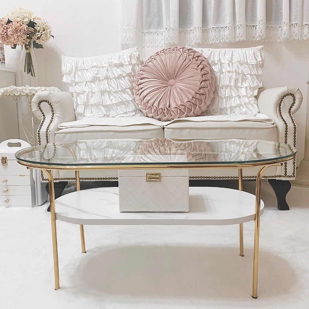 よしひろフランフラン ダイニングテーブル 大理石風ガラス ゴールド脚