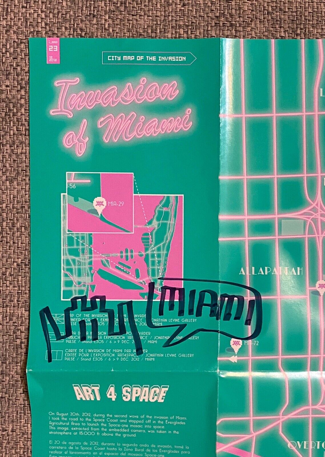 Space Invader - RARE Invasion of Miami SIGNED Map Print #23 - FRGTWN