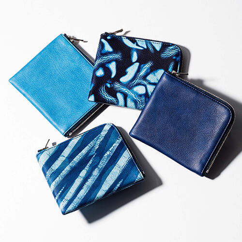 池之端銀革店】Cramp×SUKUMO Leather 藍染めL字ファスナーショート