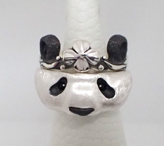 パンダ3連リング | ネコのシルバーリング等の動物シルバーアクセ通販