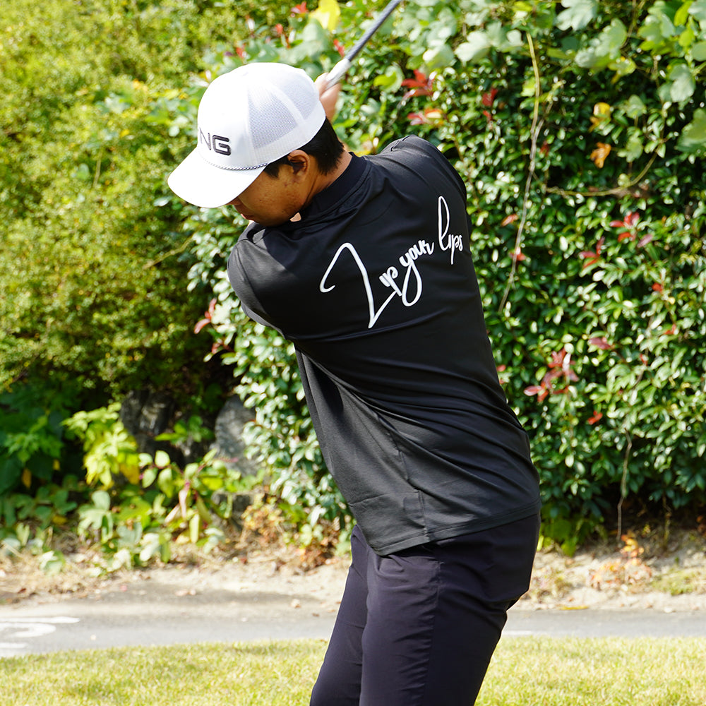 ゴルフフリークス】Mockneck logo sleeve shirts(モックネックロゴ半袖