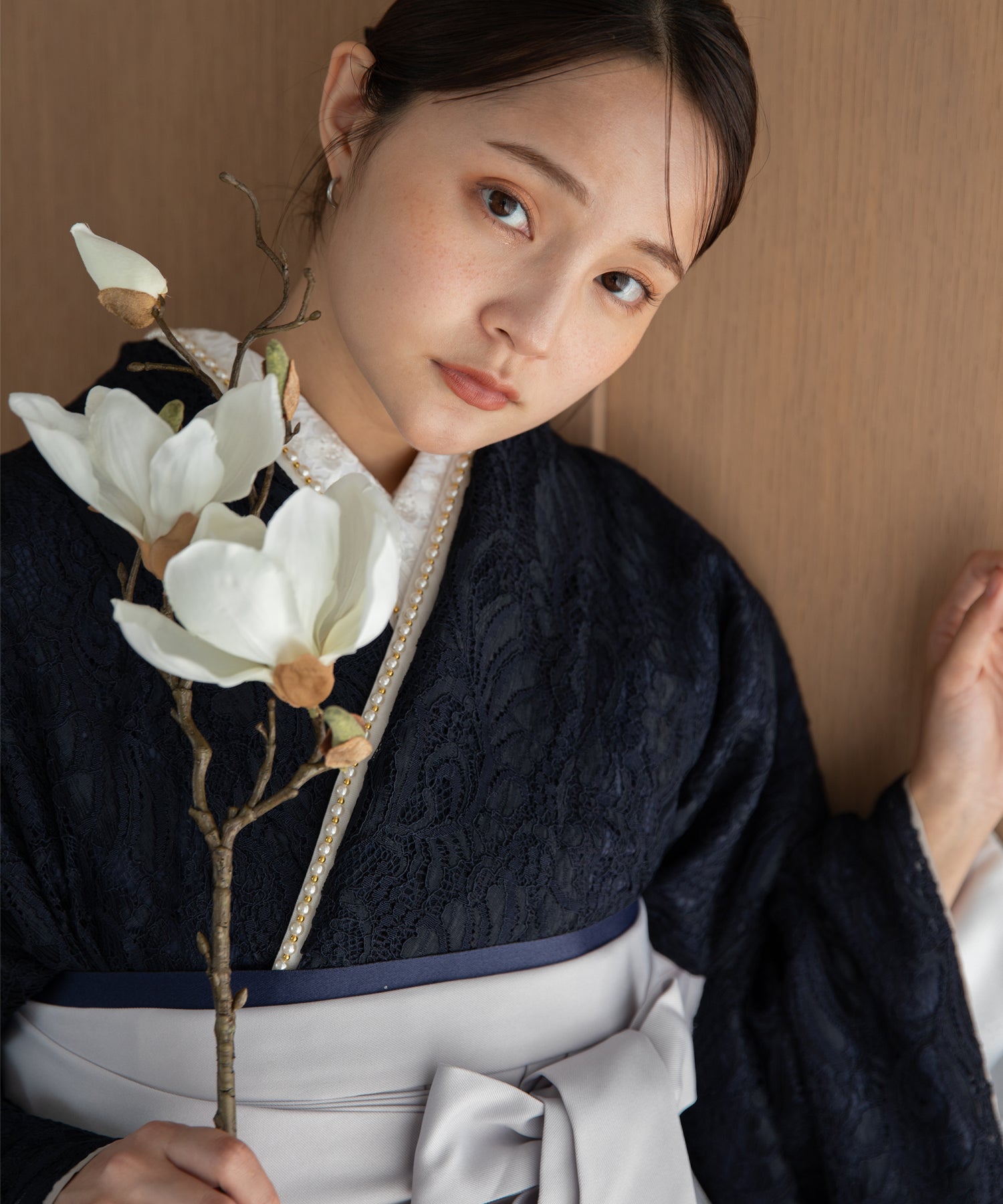 こだわり袴3点セット-レース-ネイビー系1 – ゆかた館グレース