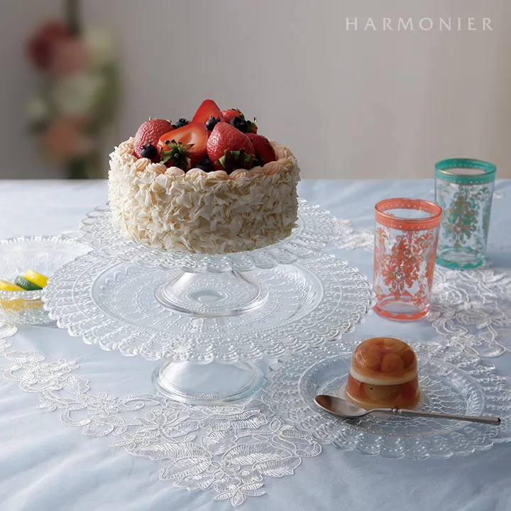 クリアレースガラスケーキスタンドS 22cm/トルコ製｜輸入食器・雑貨の
