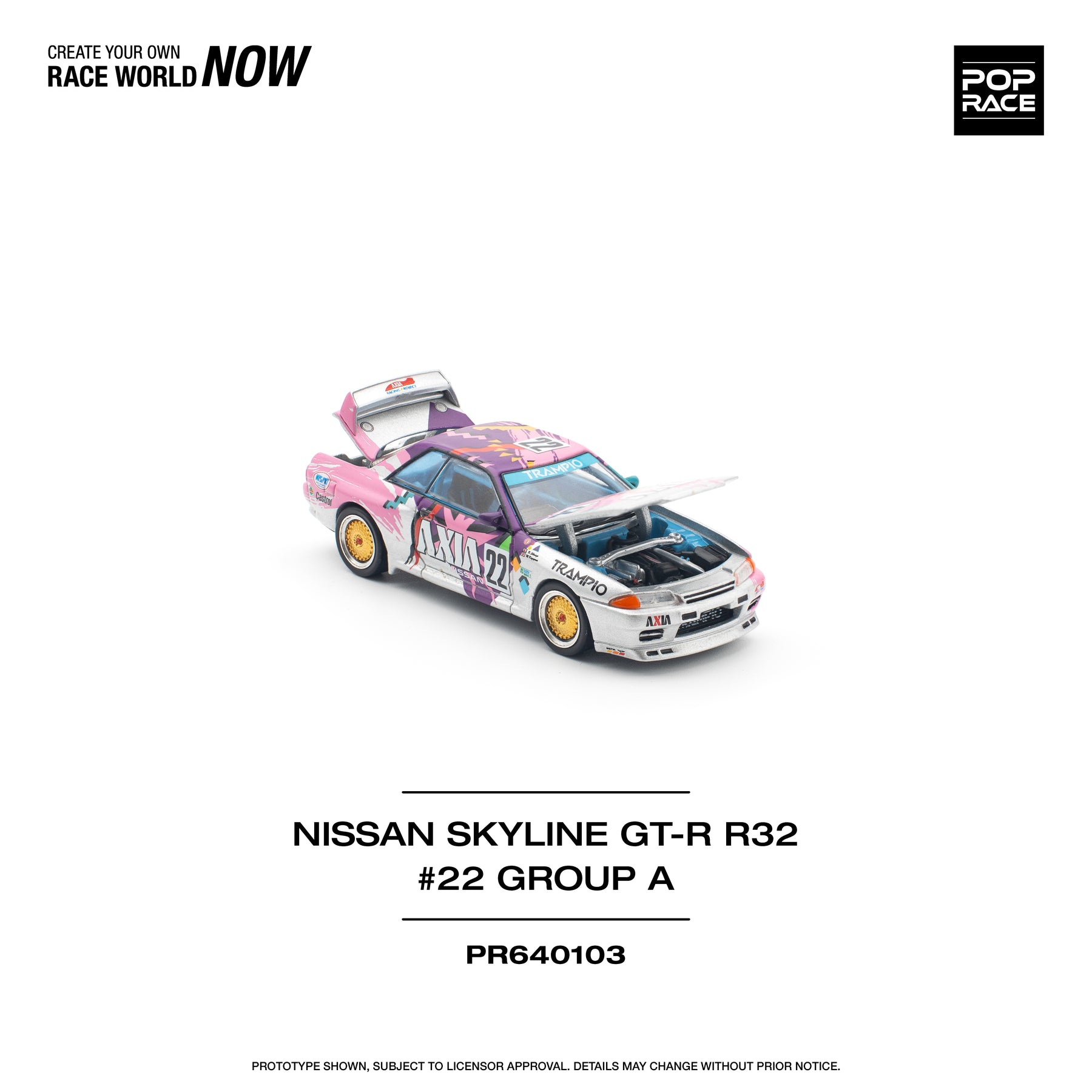 POPRACE 1:64 NISSAN SKYLINE GT-R R32 #22 AXIA GROUP A PR640103
