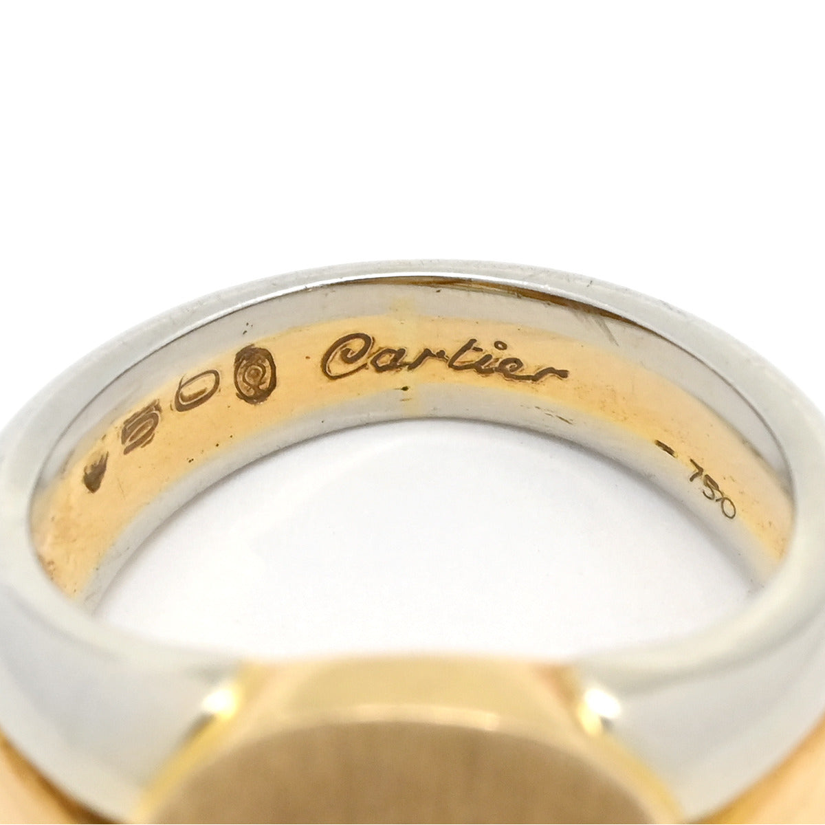 カルティエ Cartier シグネットリング イエローゴールド×ホワイト