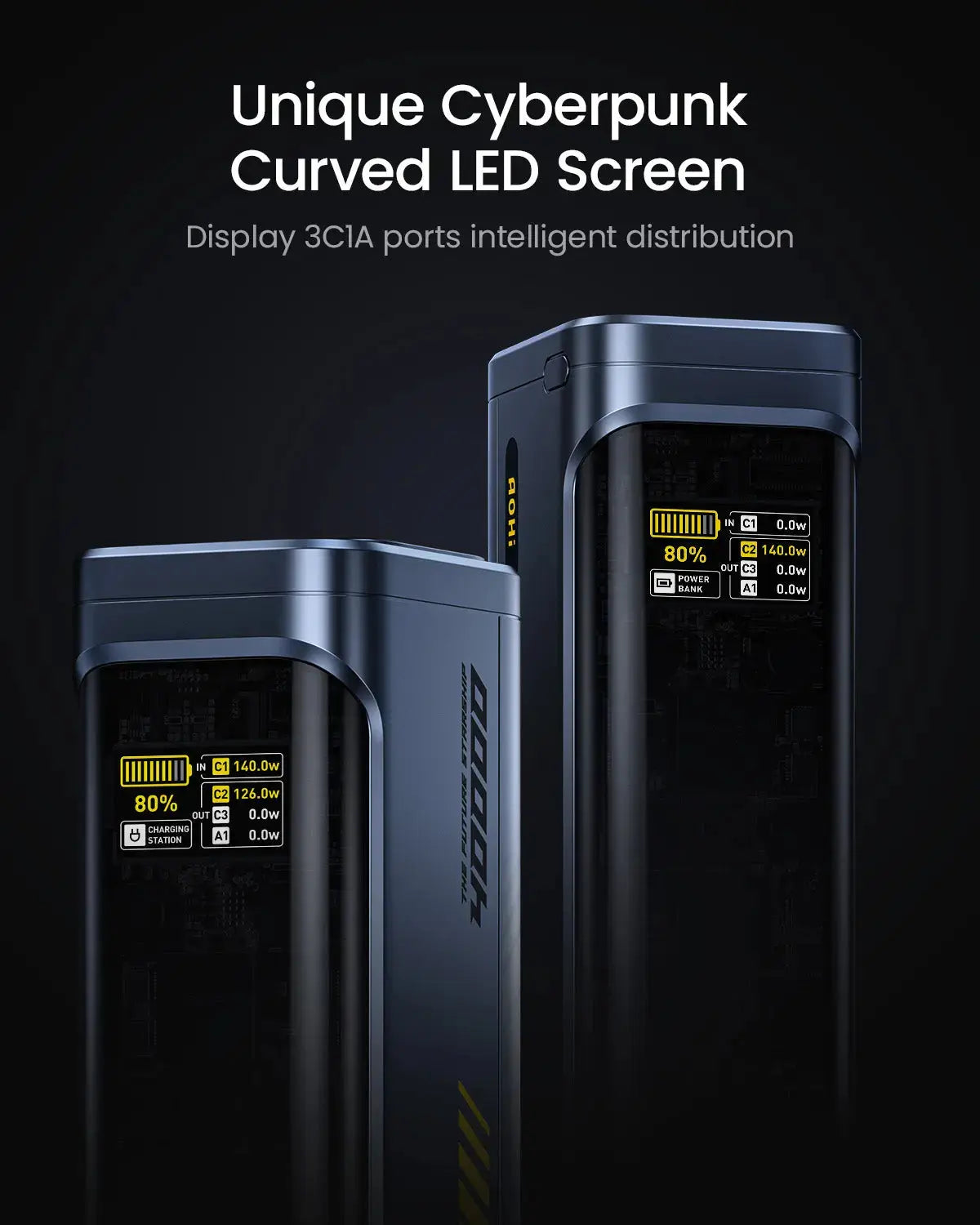 AOHI Starship 40,000mAh Power Bank 140W Charger with 3FT C-C Cable -