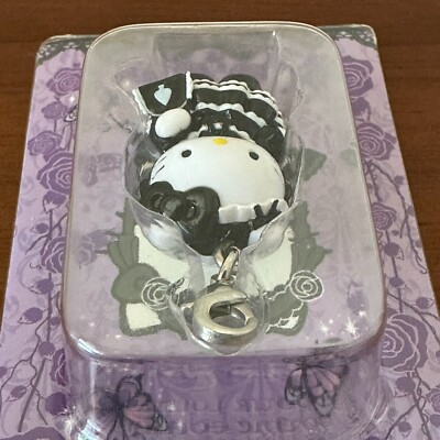 Lolita Gothic Hello Kitty Vintage Black Keychain Japan Sanrio 2005
