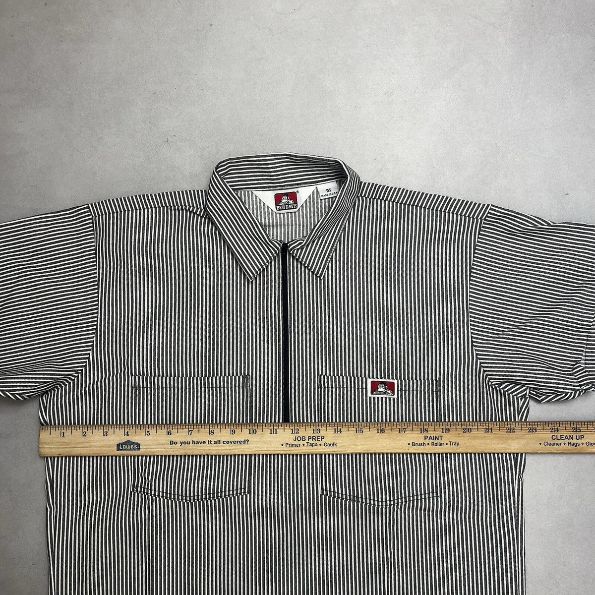 Vintage Ben Davis 1/2 Zip Black Hickory Stripe Mens Shirt USA Made