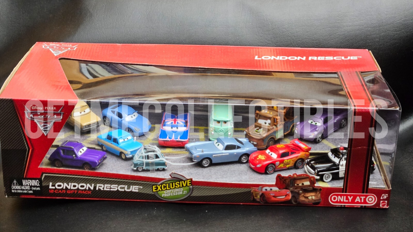 DISNEY PIXAR CARS LONDON RESCUE FINN CAPTURED PROFESSOR Z 12 PACK