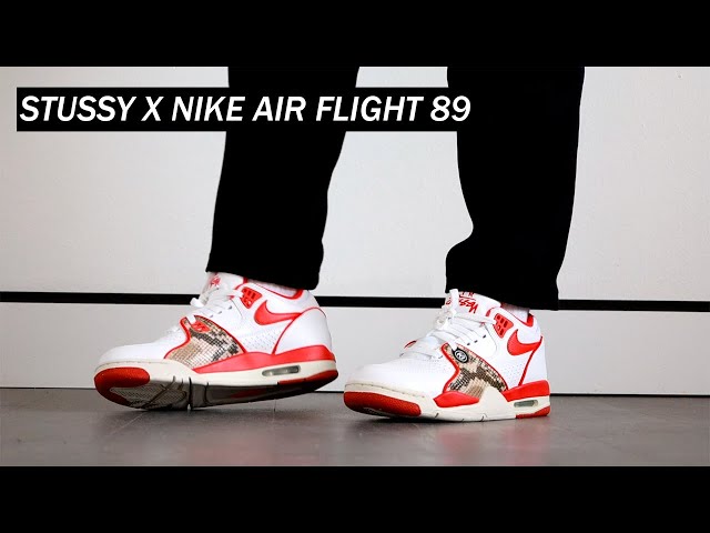 Stüssy x Nike Air Flight 89 Low Habanero Red On Feet and Review