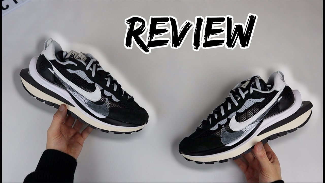 NIKE X SACAI VAPORWAFFLE BLACK/SUMMIT WHITE REVIEW AND UNBOXING
