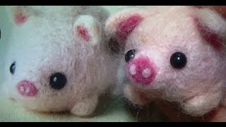 ダイソーの羊毛フェルト（アニマルキット）＃5＊ブタ＊作ってみたよ