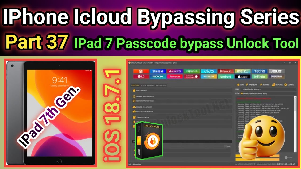 IPad 7th Gen. unlock tool passcode bypass with sim working iOS