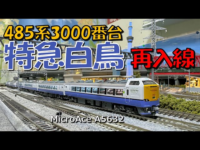 Nゲージ 485系3000番台特急白鳥再入線 - YouTube