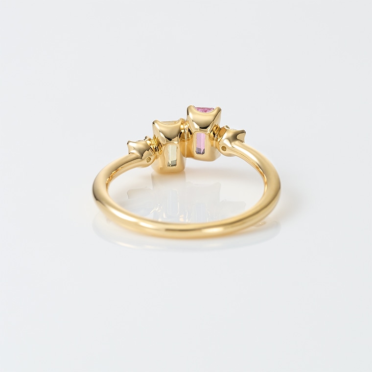 EP010]K18サファイア/ダイヤモンド/ピンキーリング(ゴールド): Hyacca