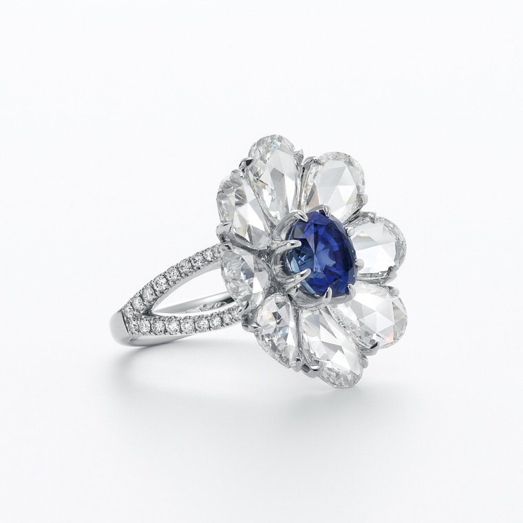 はなえり サファイヤ＆ローズカットダイヤモンドリング(プラチナ): か