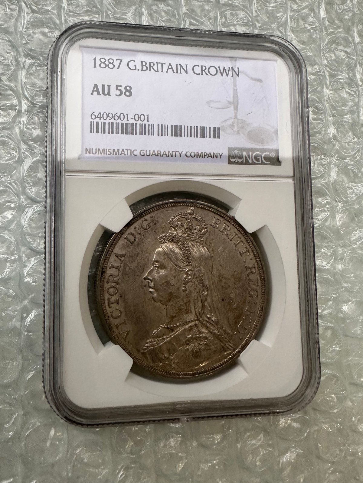 NGC鑑定AU58 ジュビリーヘッド 1887年 クラウン銀貨 ヴィクトリア女王