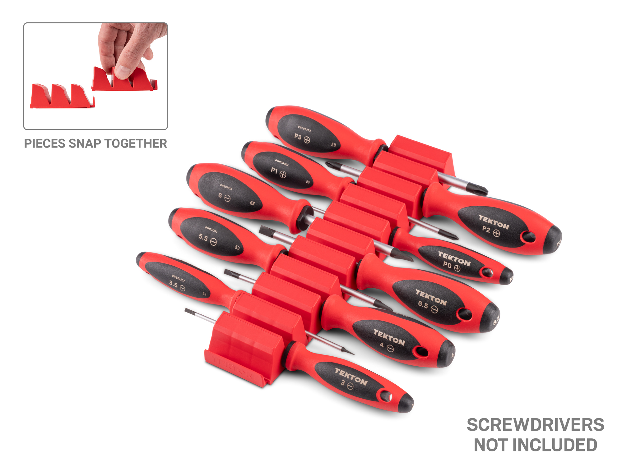 20-Tool Modular Driver Organizer Set (Red) | TEKTON | Made in USA