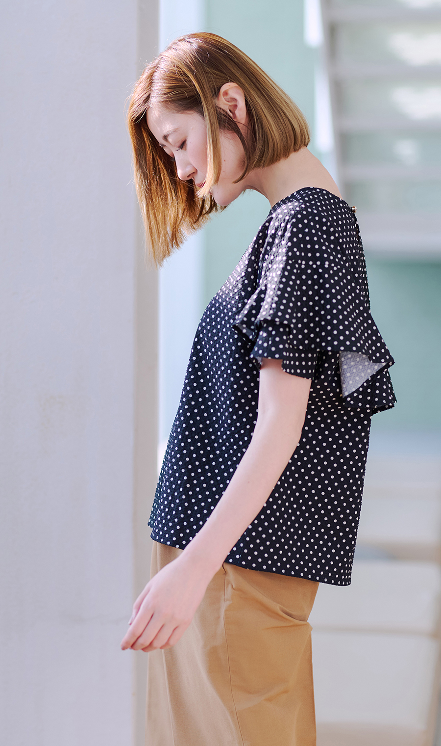 ヨークフリルサッカーブラウス【半袖】 (ABL25325-08) | ANCHOR WOMAN