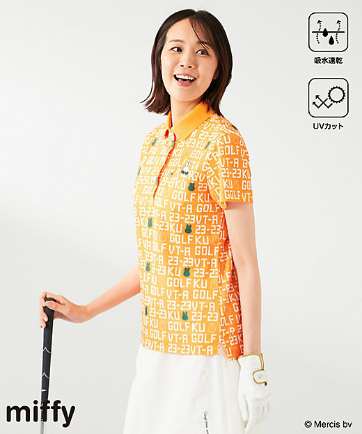 WOMEN】【吸水速乾／UVカット】ミッフィーロゴポロシャツ