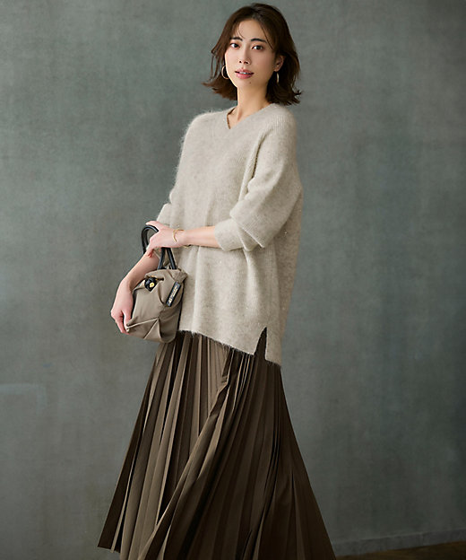 モヘヤミックススパングル Vネック ニット（KRWOGW0654