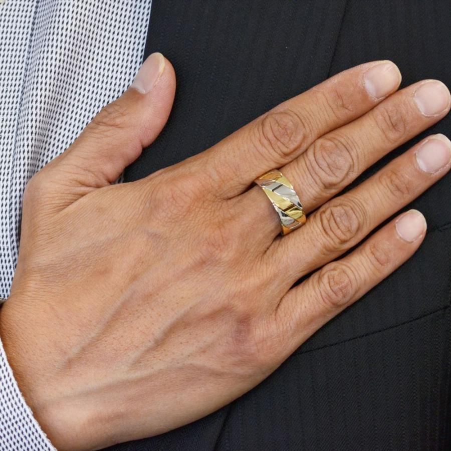 喜平リング 18金 指輪 メンズ K18 18k ゴールド プラチナ コンビ 地金