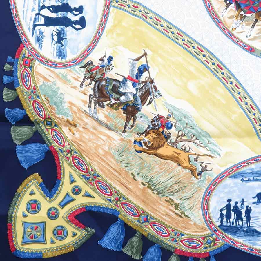 HERMES（エルメス） スカーフ カレ90 シルク ネイビー/マルチカラー