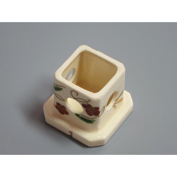 仁清写 色絵松竹梅図 三宝蓋置 橋本城岳造 共箱 : 茶道具商 越中屋