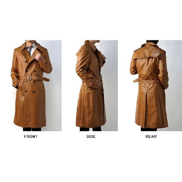 FLAG ON CREW コート 本革 レザーコート 羊本革 ラムレザー メンズ