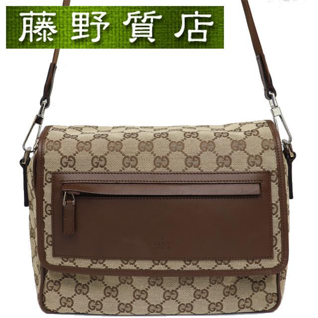 GGキャンバス グッチ GUCCI ショルダーバッグ 28562 ベージュ × 茶