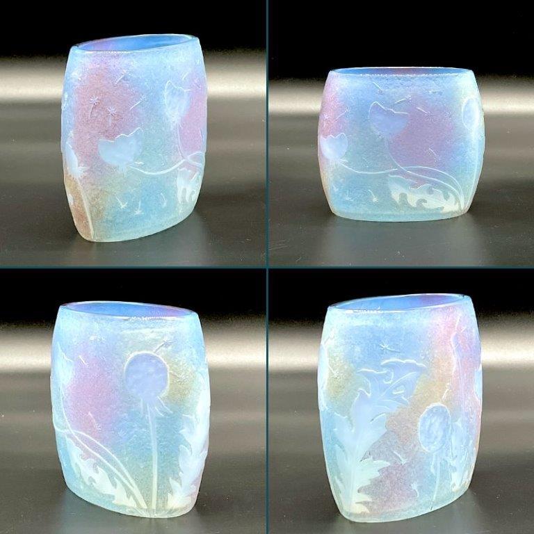 魅惑の虹色 ドーム・ナンシー タンポポ文花器 オパルセント Daum Nancy