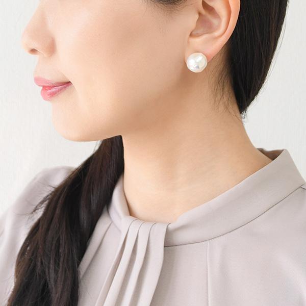 14mm バロックパール 淡水真珠 ピアス イヤリング K18 K14 SV925 存在