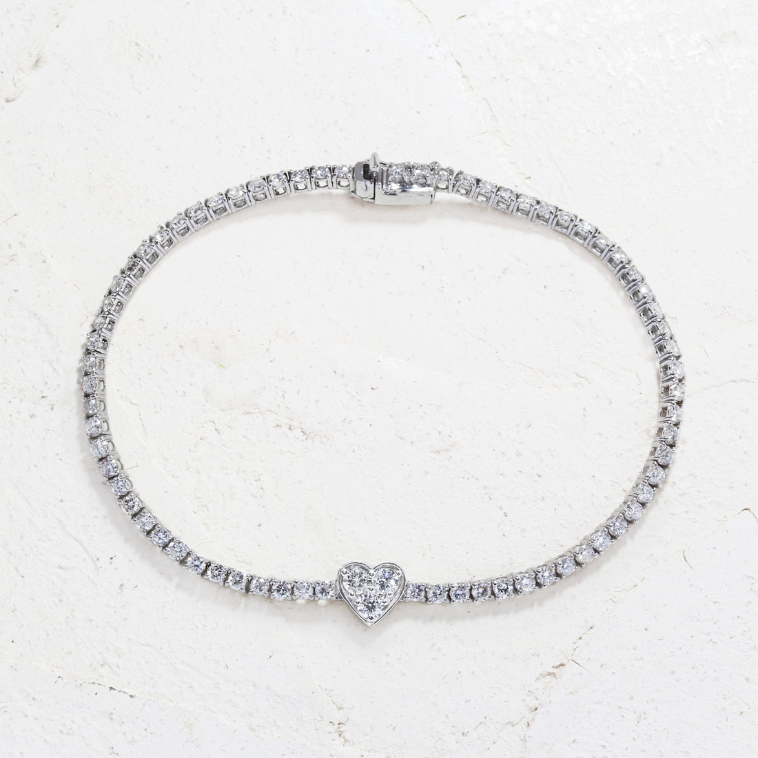 ハートモチーフ フルダイヤモンドブレスレット WG – JaMais Jewelry