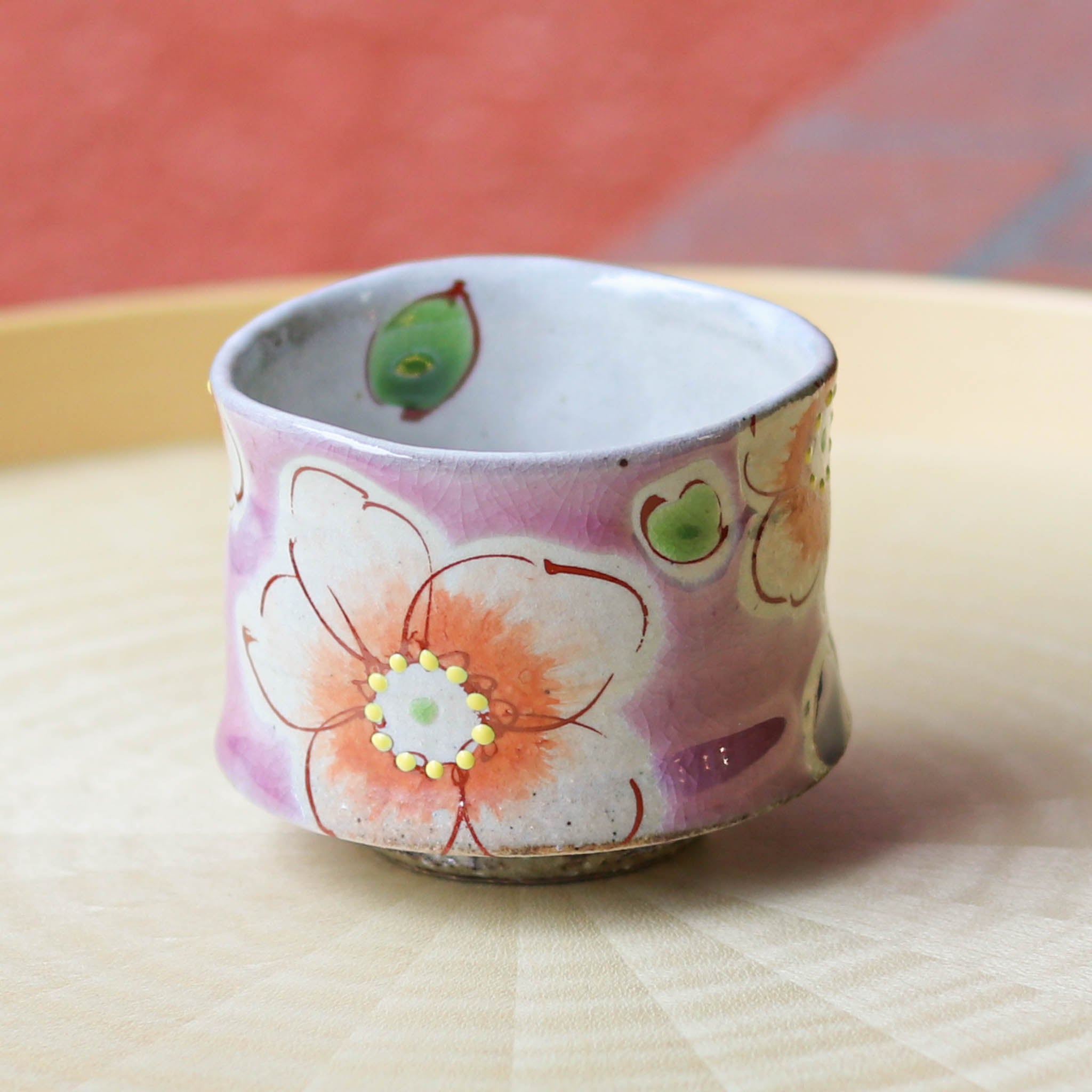 九谷焼 酒器 | ぐい呑み | ピンク花うらら | 虚空蔵窯