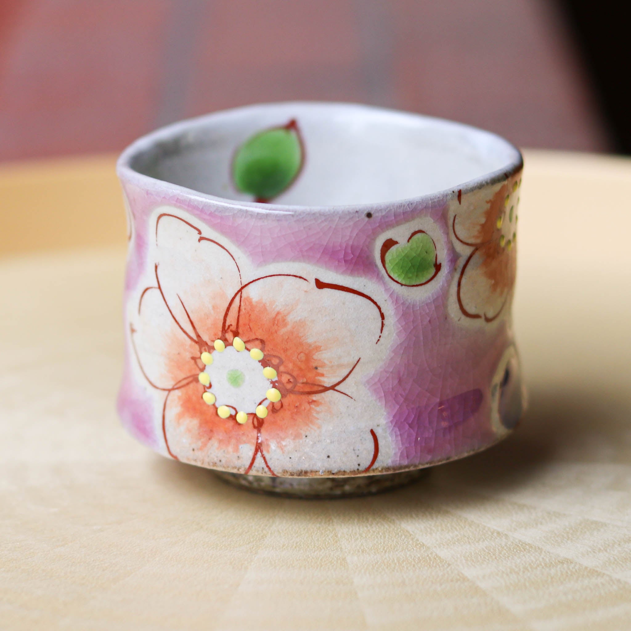 九谷焼 酒器 | ぐい呑み | ピンク花うらら | 虚空蔵窯