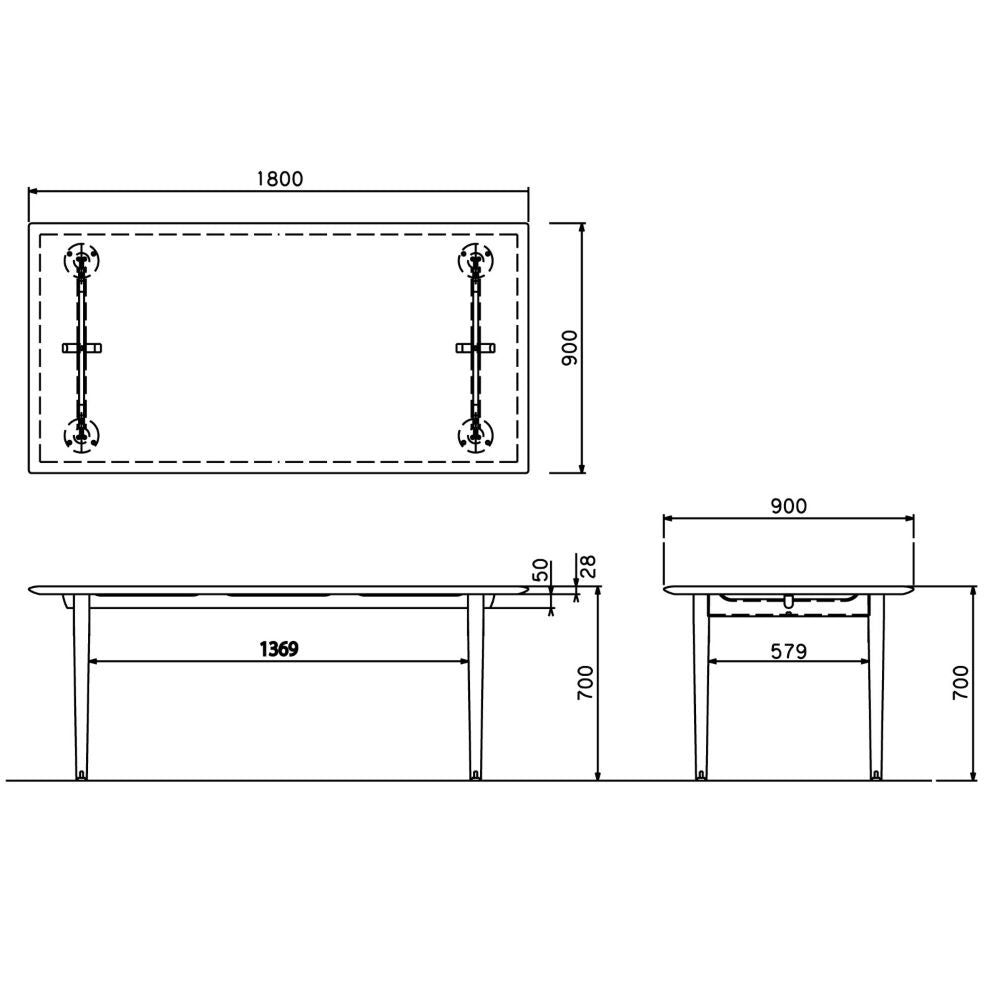 灑(セン) ダイニングテーブルSDT04～07A(W1650～2100) – 柏木工株式