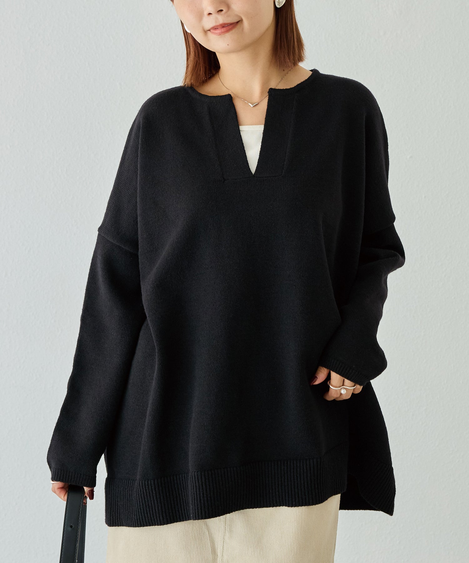 洗える】スキッパーニットプルオーバー | ラビアンジェ-⼤きいサイズの